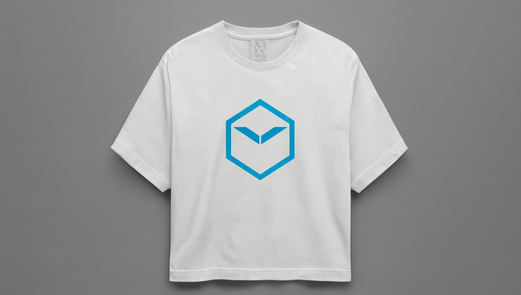 white t-shirt with added corporate identity